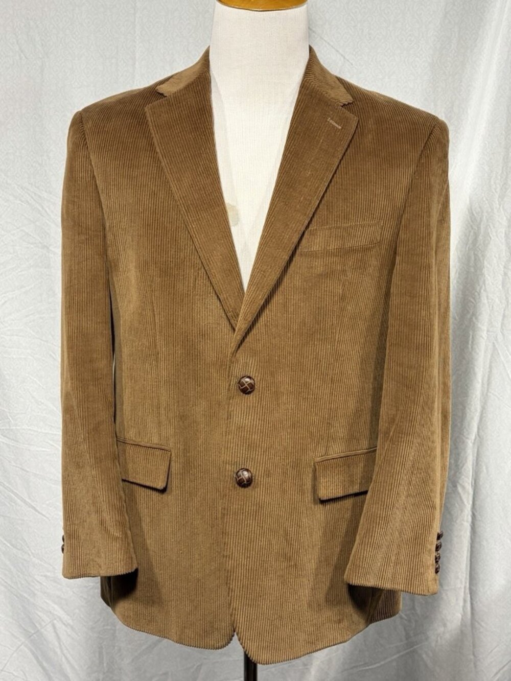 RALPH LAUREN Men’s 2 Button 40R CORDUROY Blazer Leather Buttons Tan Paisley